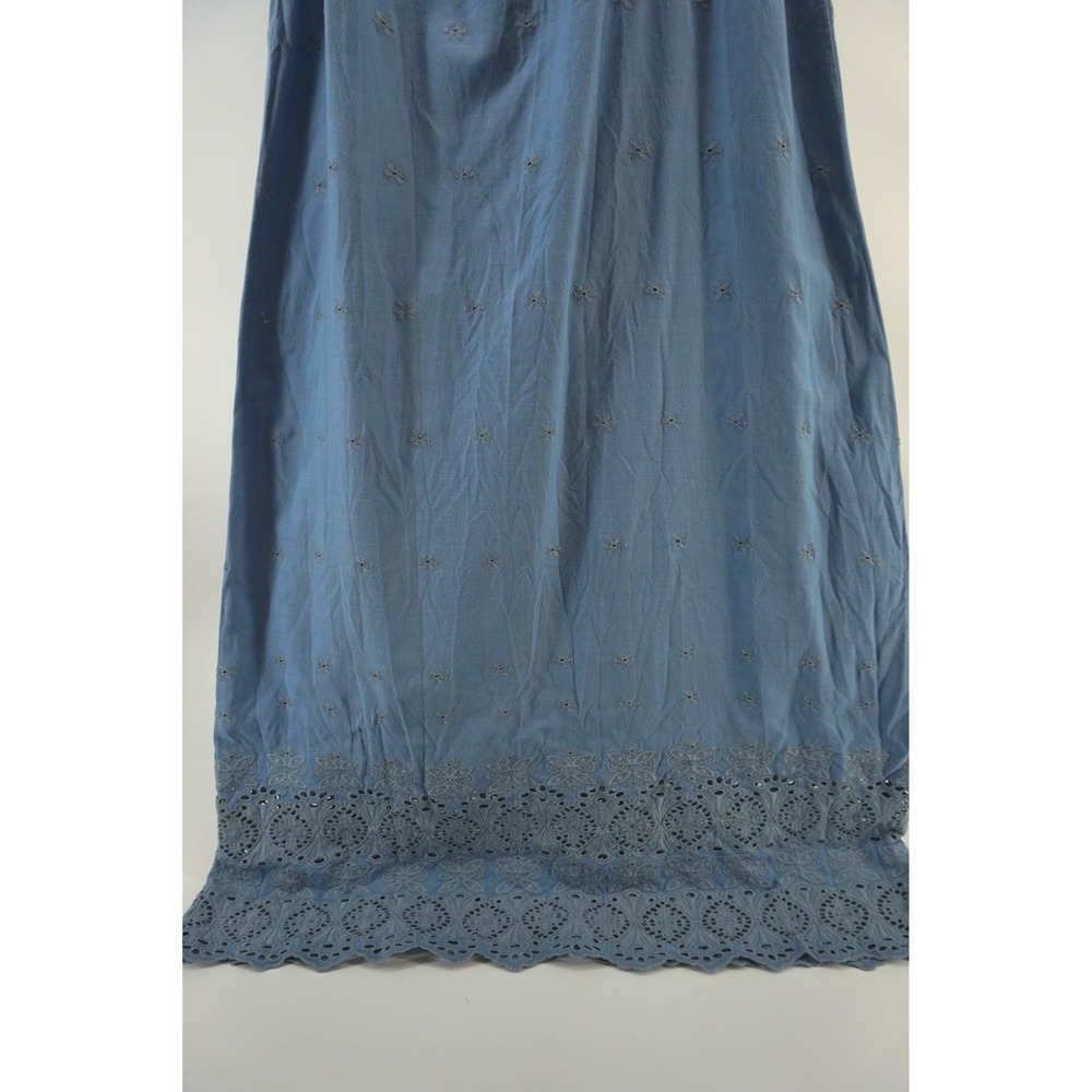 Christy Dawn Mairin Eyelet Maxi Dress Cottagecore Prairie Boho Ruffle Blue OS - Picture 12 of 15